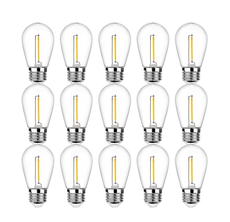 15 Pack Spare 1W Outdoor Elite Festoon Waterproof Heavy Duty LED Warm White Bulbs