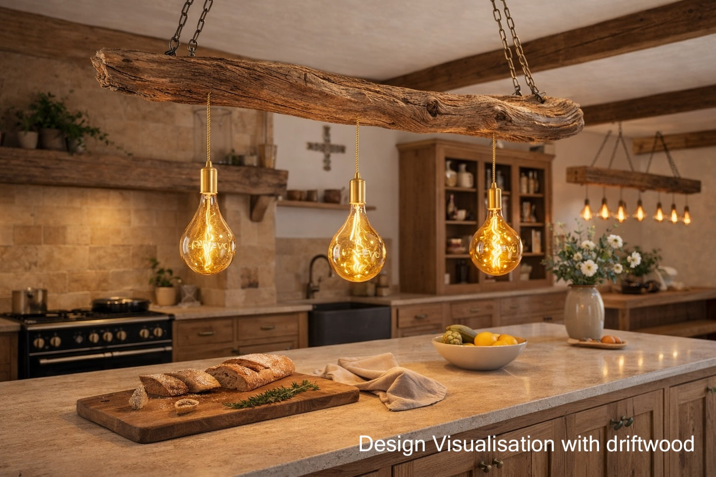 Kitchen Island Wooden Beam Light | 3 Evo Pendant Rustic Chandelier
