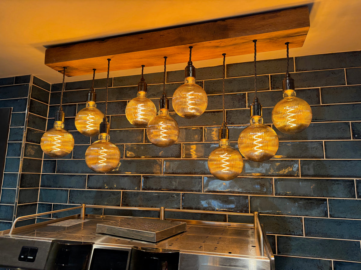 Plymouth Oak 9 Bulb Flush Mount Chandelier