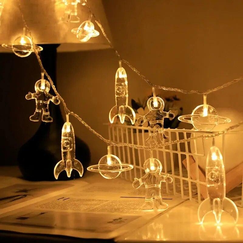 Astronaut Galaxy Space Panda Copper Wire LED String Light Indoor Bedroom Home Decoration Fairy Tale Lights Battery Powered - MooBoo Home