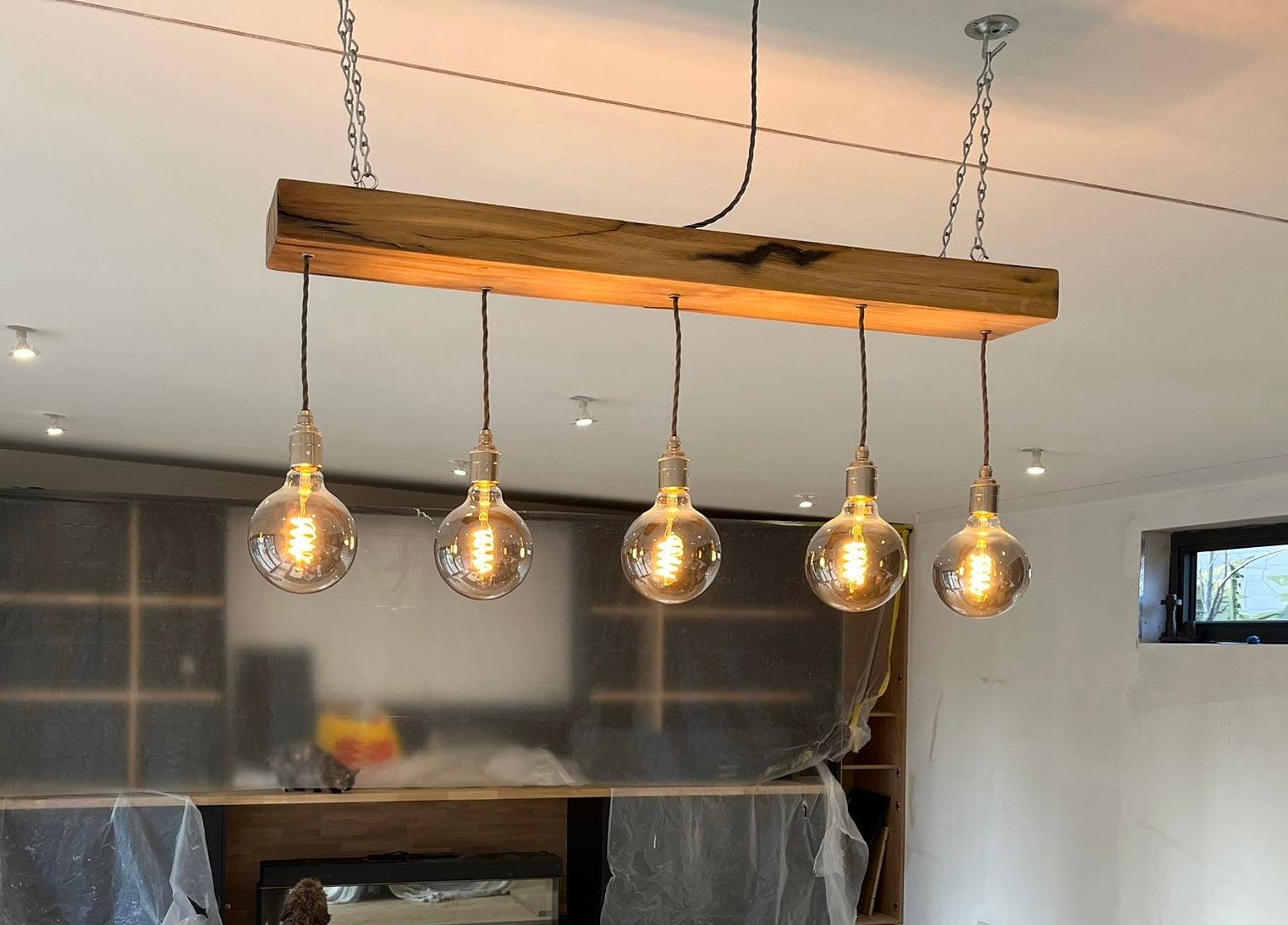Crafted Oak Chandelier 1m 5 lampholders - MooBoo Home