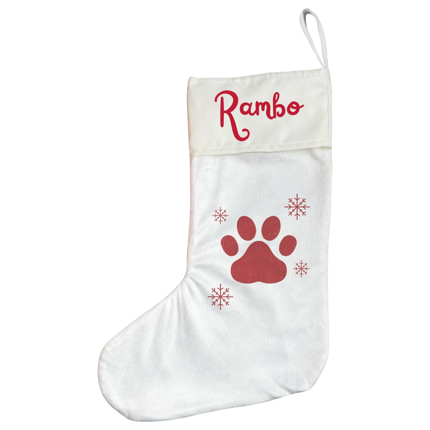 Personalised Pet Christmas Stocking with Paw Print