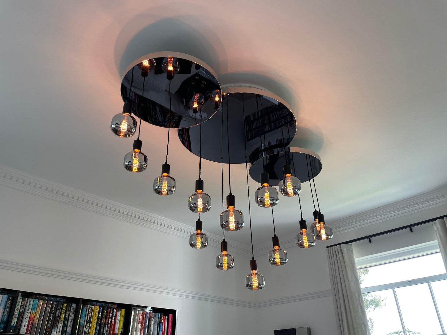 Modern Stainless Steel and Mirrored Acrylic Chandelier - MooBoo Home