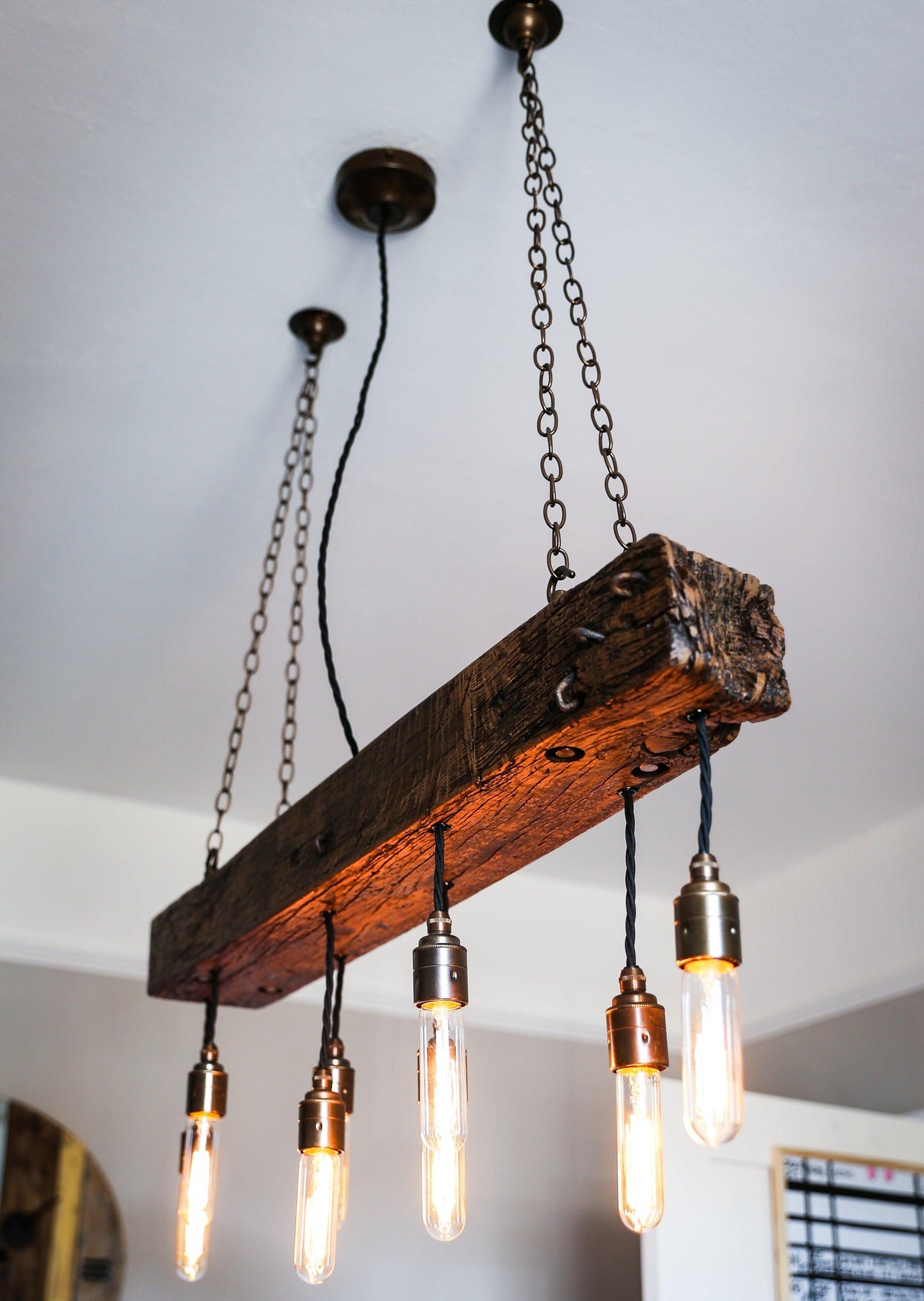 Oak Beam Wooden Chandelier Cluster Pendant Light Hanging Light