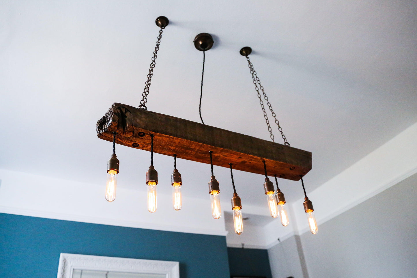 Oak Beam Wooden Chandelier Cluster Pendant Hanging Light