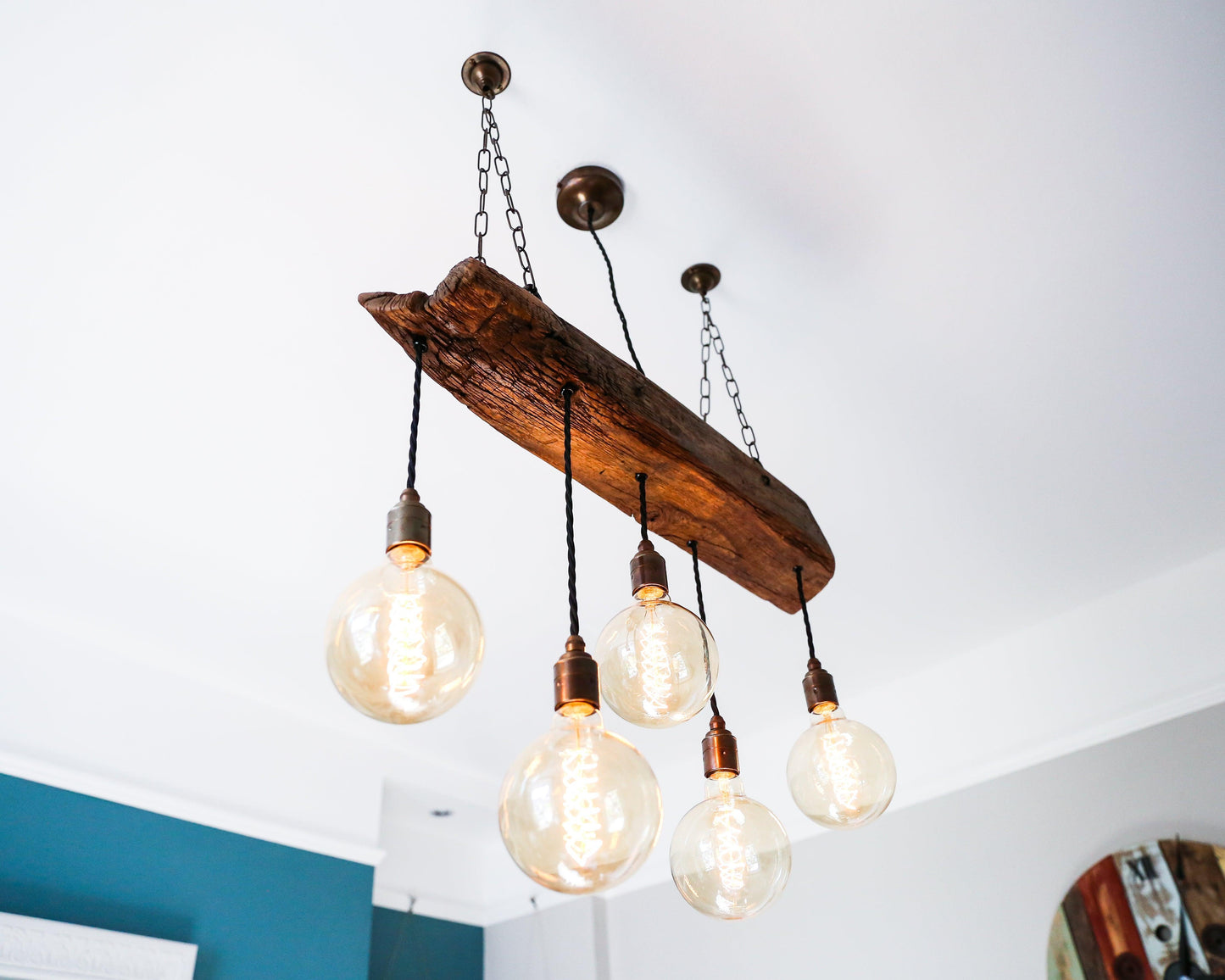 Oak Beam Wooden Chandelier Cluster Pendant Hanging Pendant Light