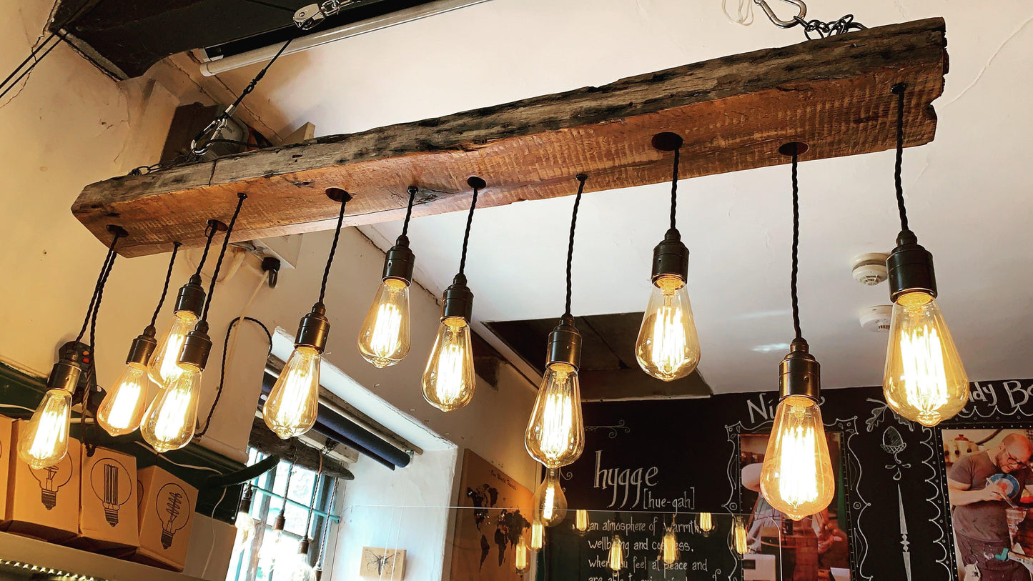Oak Beam Chandelier Hanging Lights Cluster Pendant
