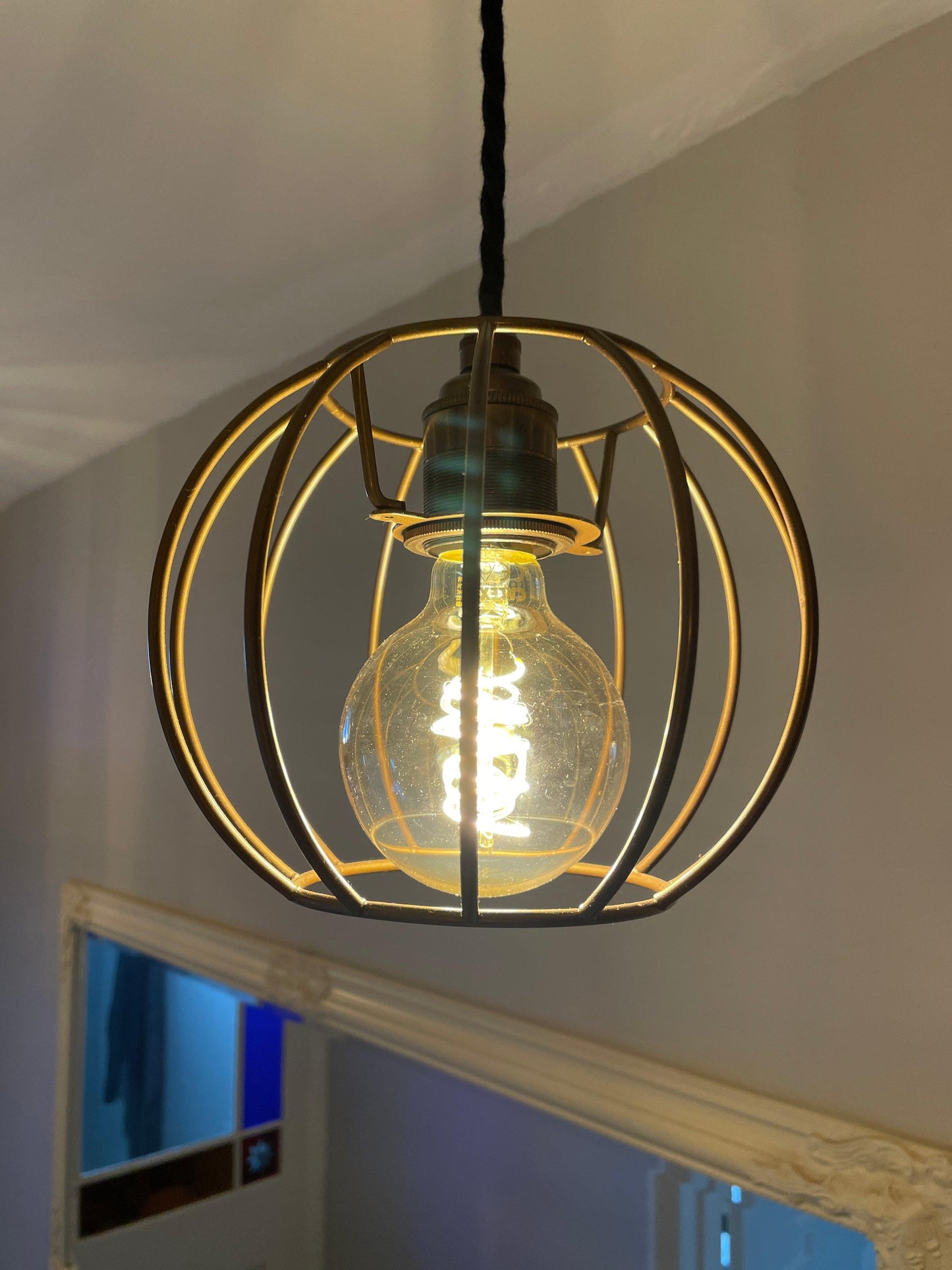 hanging pendant light with cage