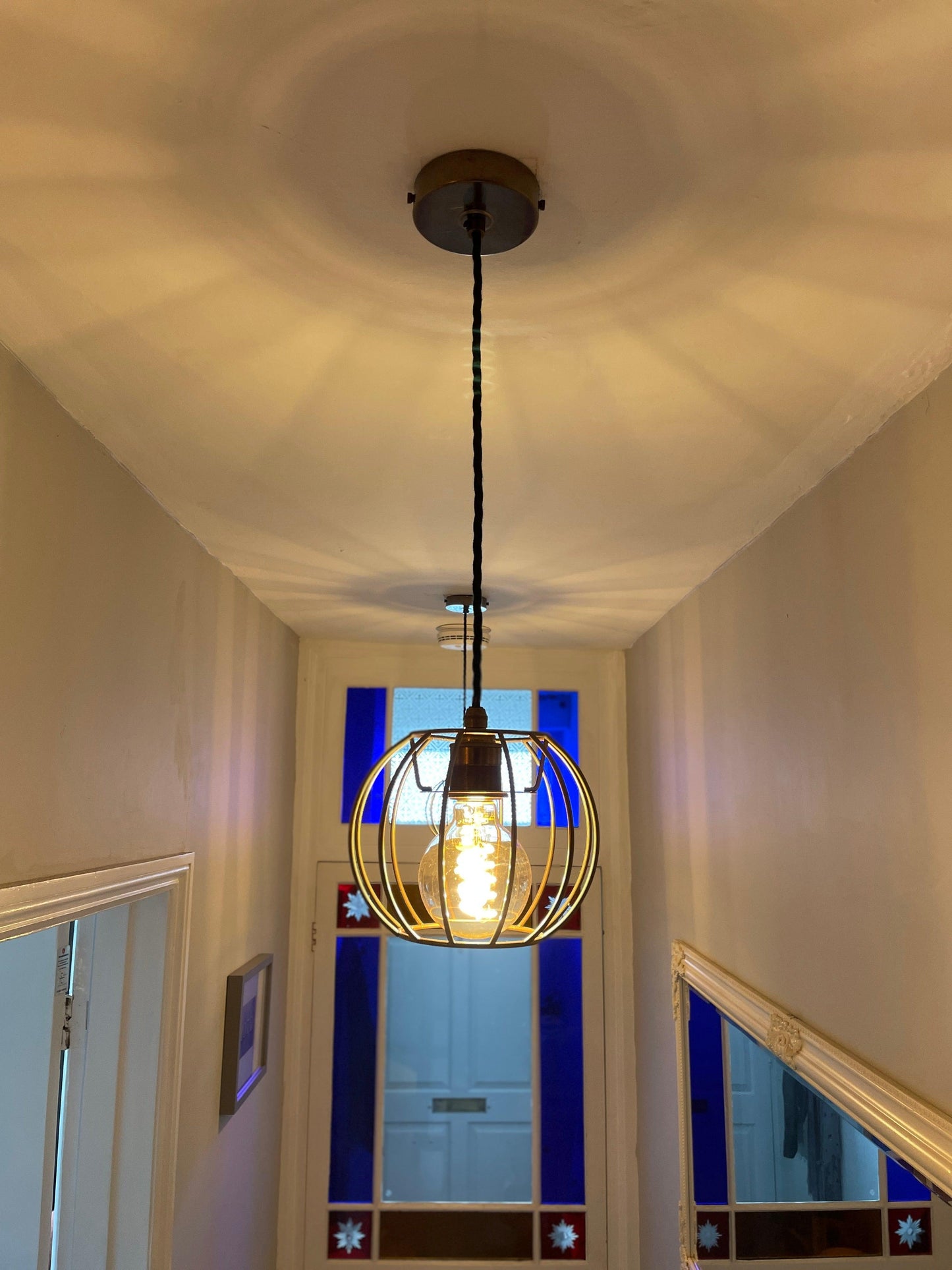 hanging pendant light with cage