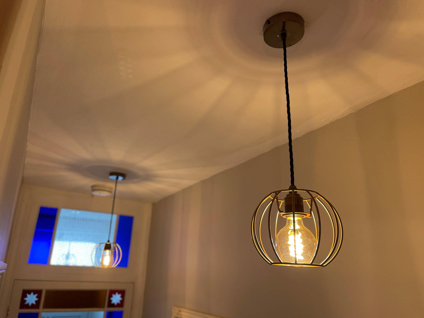 hanging pendant light with cage