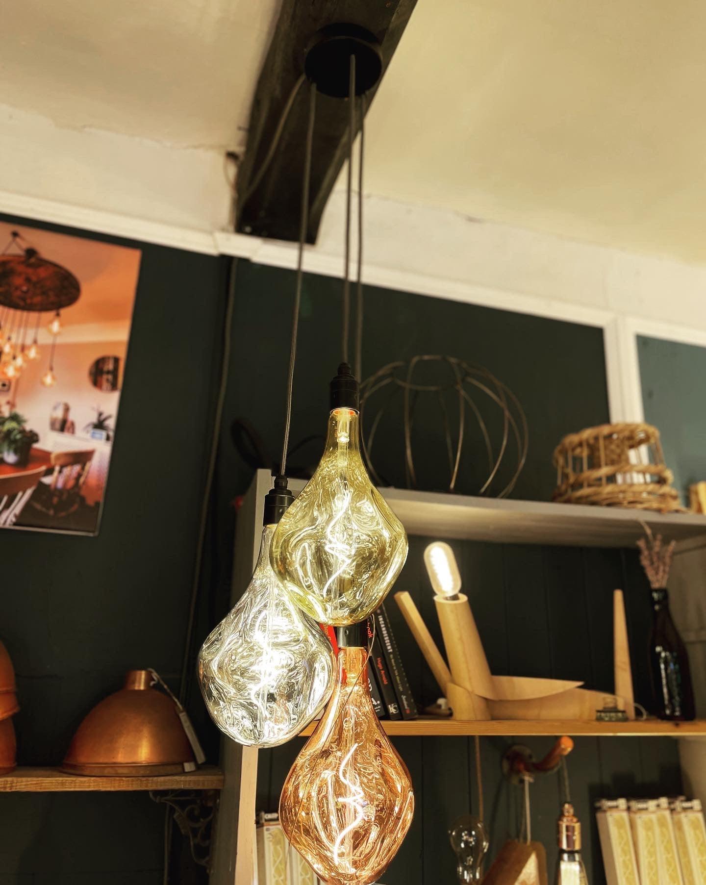 Triple Cluster Hanging Pendant Light with Organic Evo bulbs - MooBoo Home