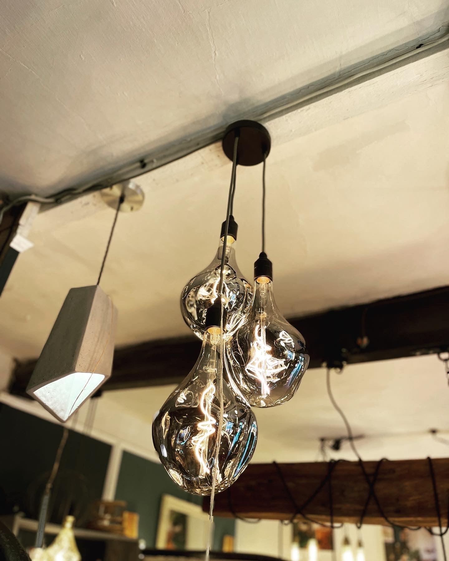 Triple Cluster Hanging Pendant Light with Organic Evo bulbs - MooBoo Home