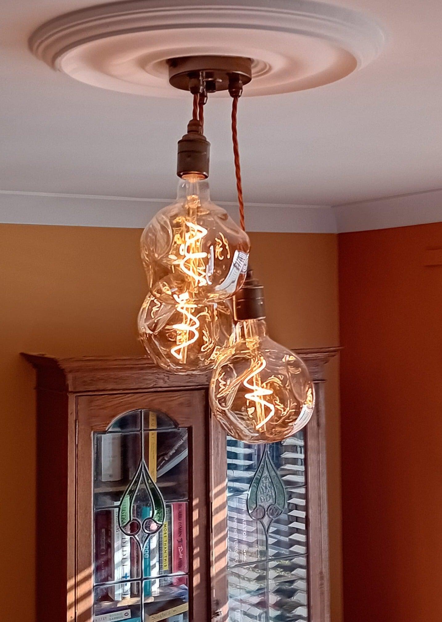 Triple Cluster Hanging Pendant Light with Organic Neo bulbs - MooBoo Home