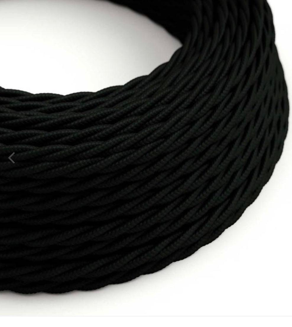 Twisted Electric Cable covered by Rayon Black 2 and 3 core twist TM04 - MooBoo Home
