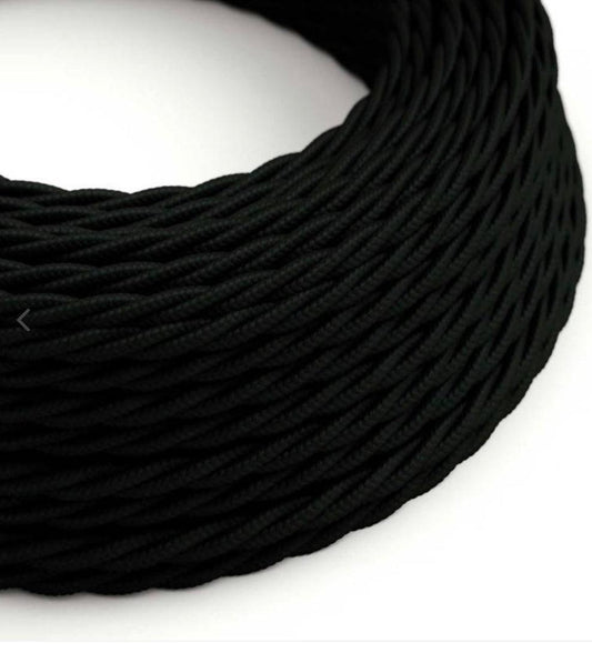 Twisted Electric Cable covered by Rayon Black 2 and 3 core twist TM04 - MooBoo Home
