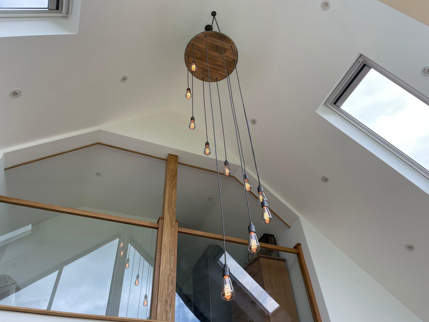 Whiskey Barrel Cascade Cluster Pendant Light Wooden Chandelier - MooBoo Home