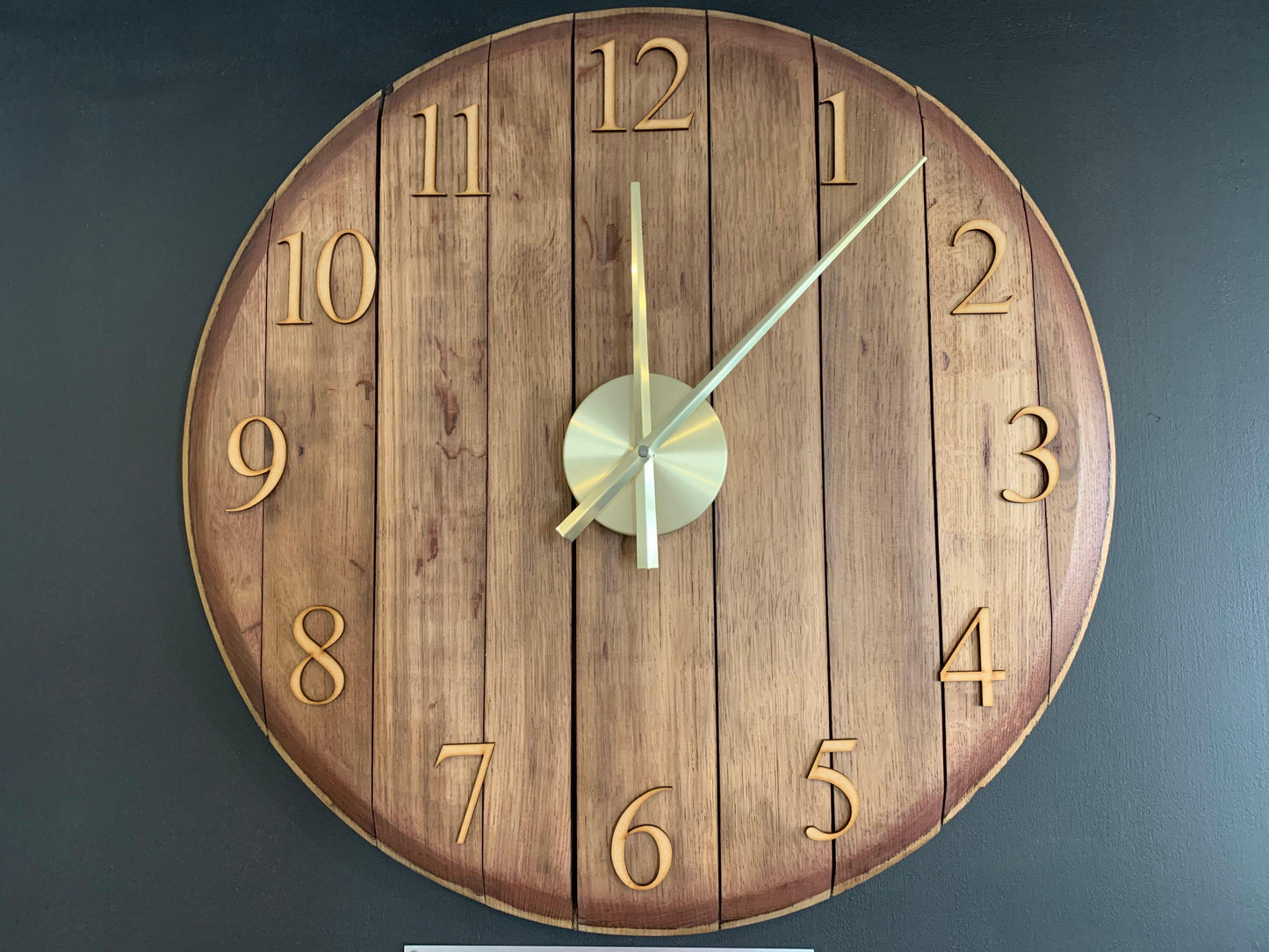 Whiskey Barrel Clock Oak Finish Made to Order - MooBoo Home