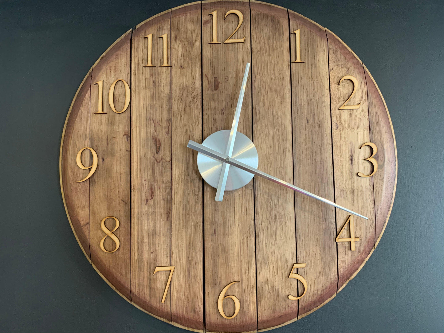 Whiskey Barrel Clock Oak Finish Made to Order - MooBoo Home