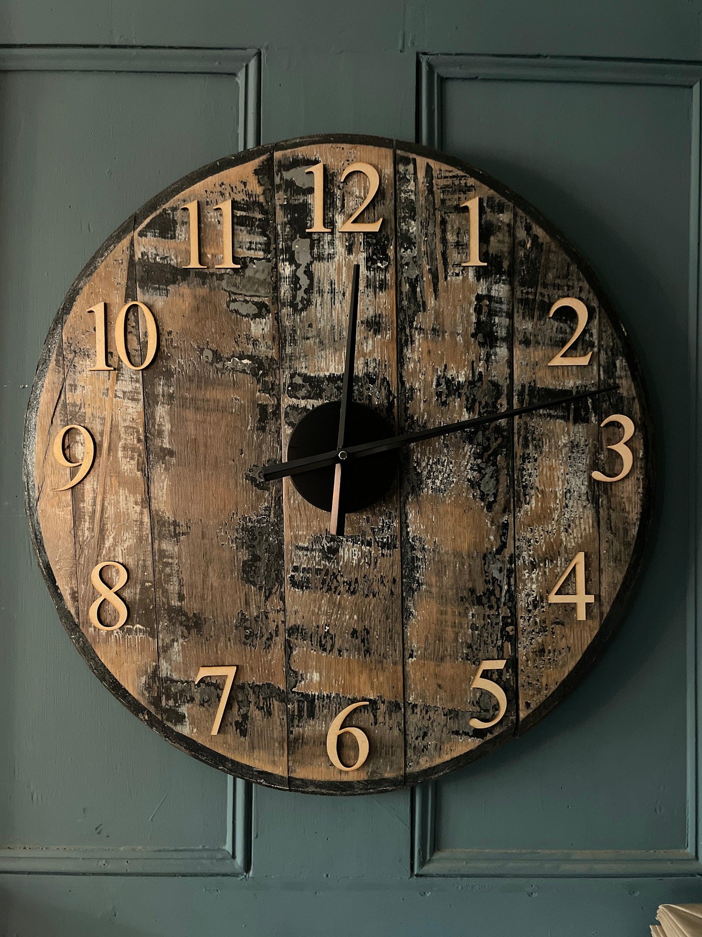 Whiskey Barrel Clock Painted Made to Order - MooBoo Home