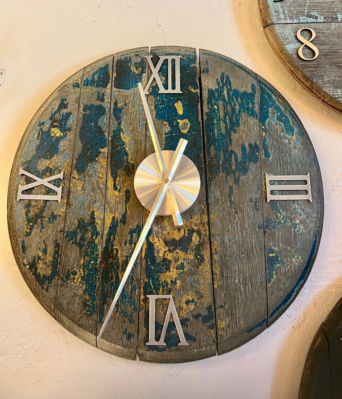 Whiskey Barrel Clock Painted Made to Order - MooBoo Home