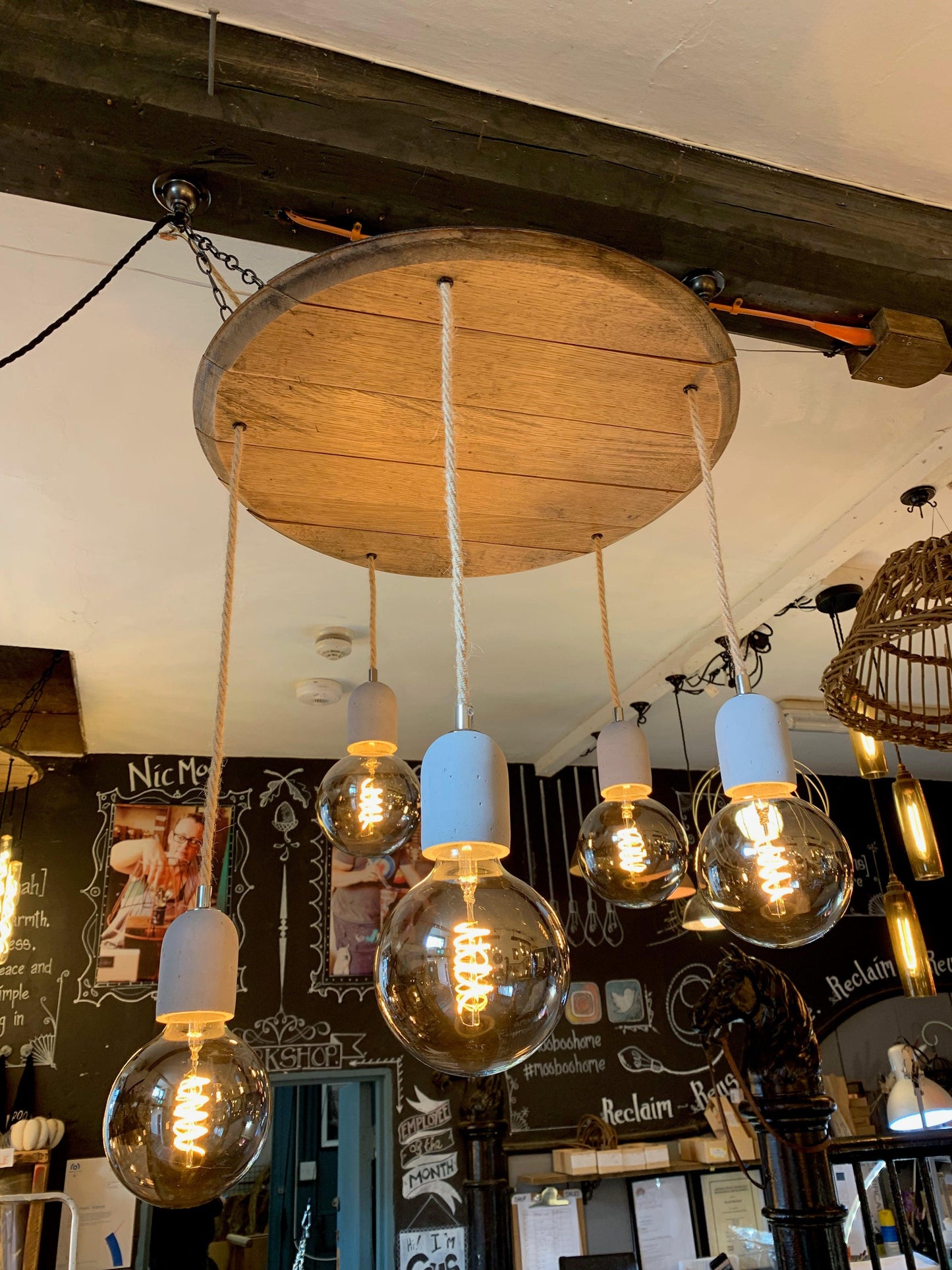 Whiskey Barrel Wooden Chandelier Cluster Pendant Light - MooBoo Home