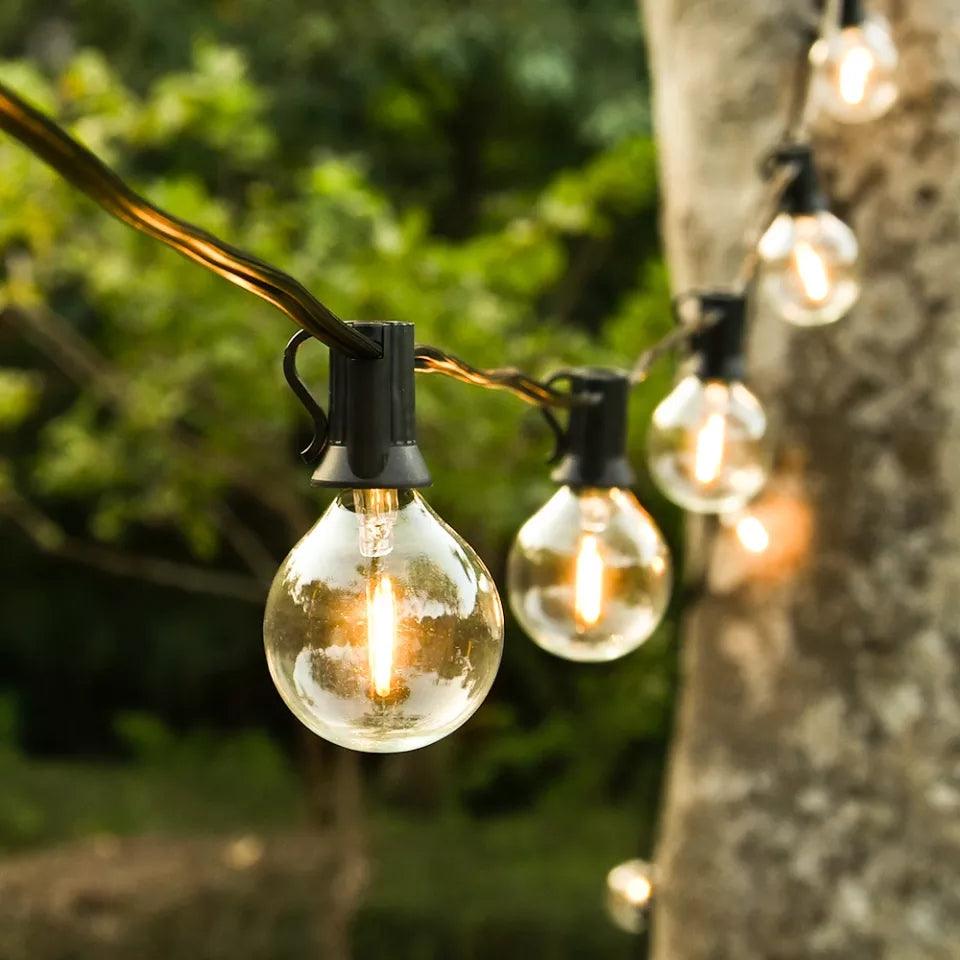 7.6M / 25FT LED Solar / USB Dual Power Festoon Globe String Lights