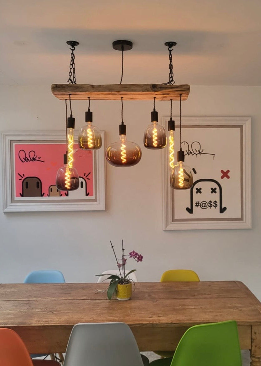 Colour Fade Wooden Beam Chandelier