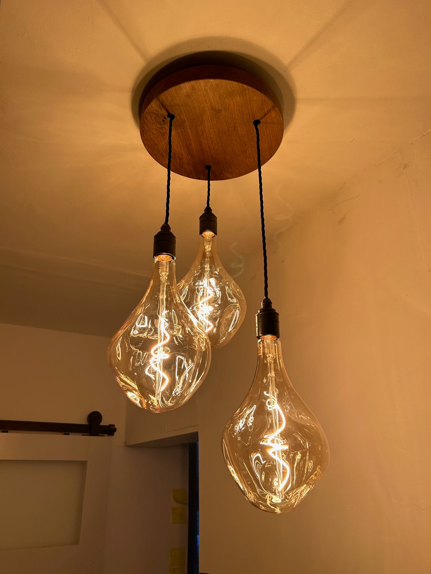 Chunky Oak Disc Pendant Light | Kitchen Island, Stairwell & Hallway Lighting