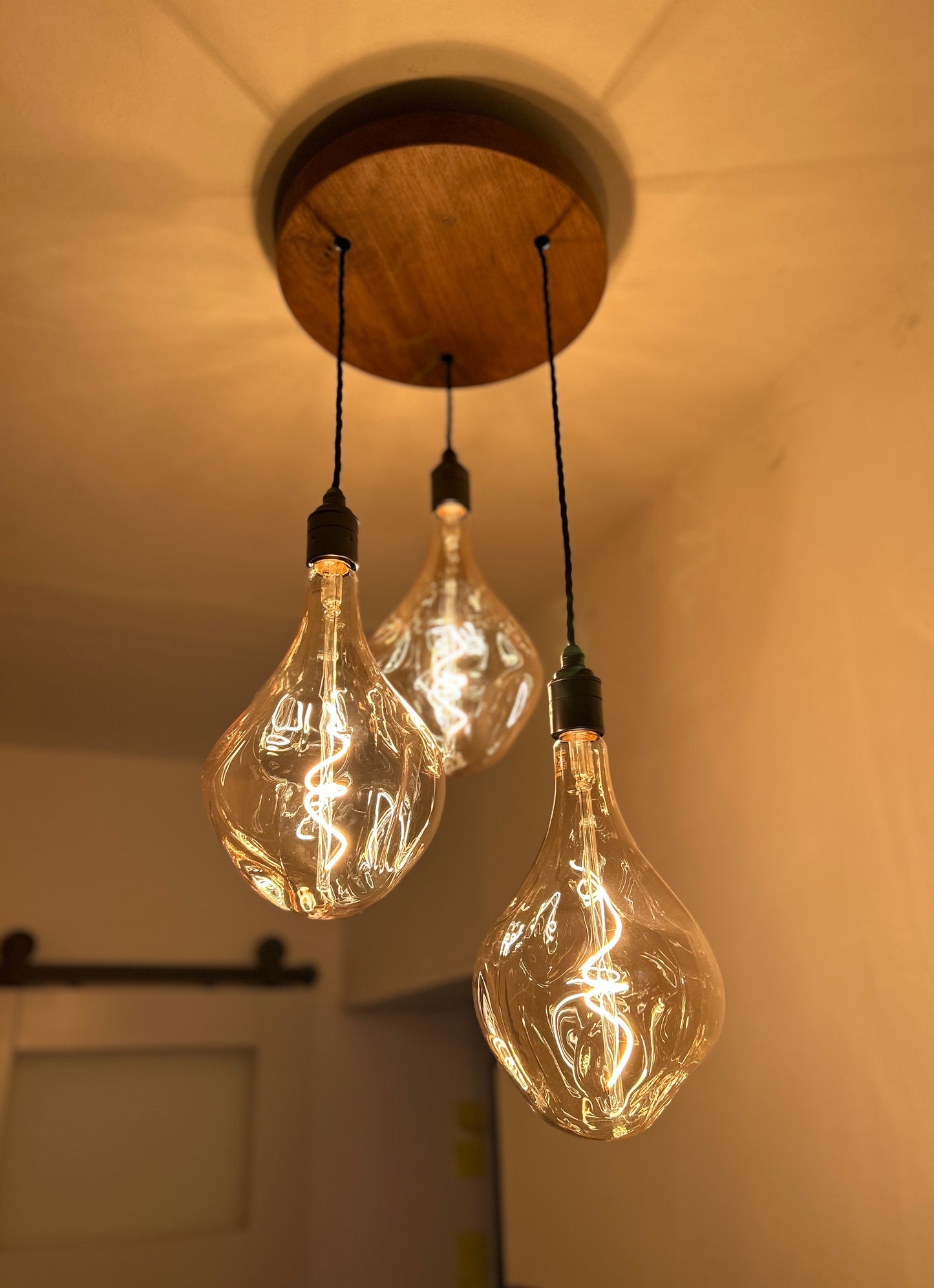 Chunky Oak Disc Pendant Light | Kitchen Island, Stairwell & Hallway Lighting