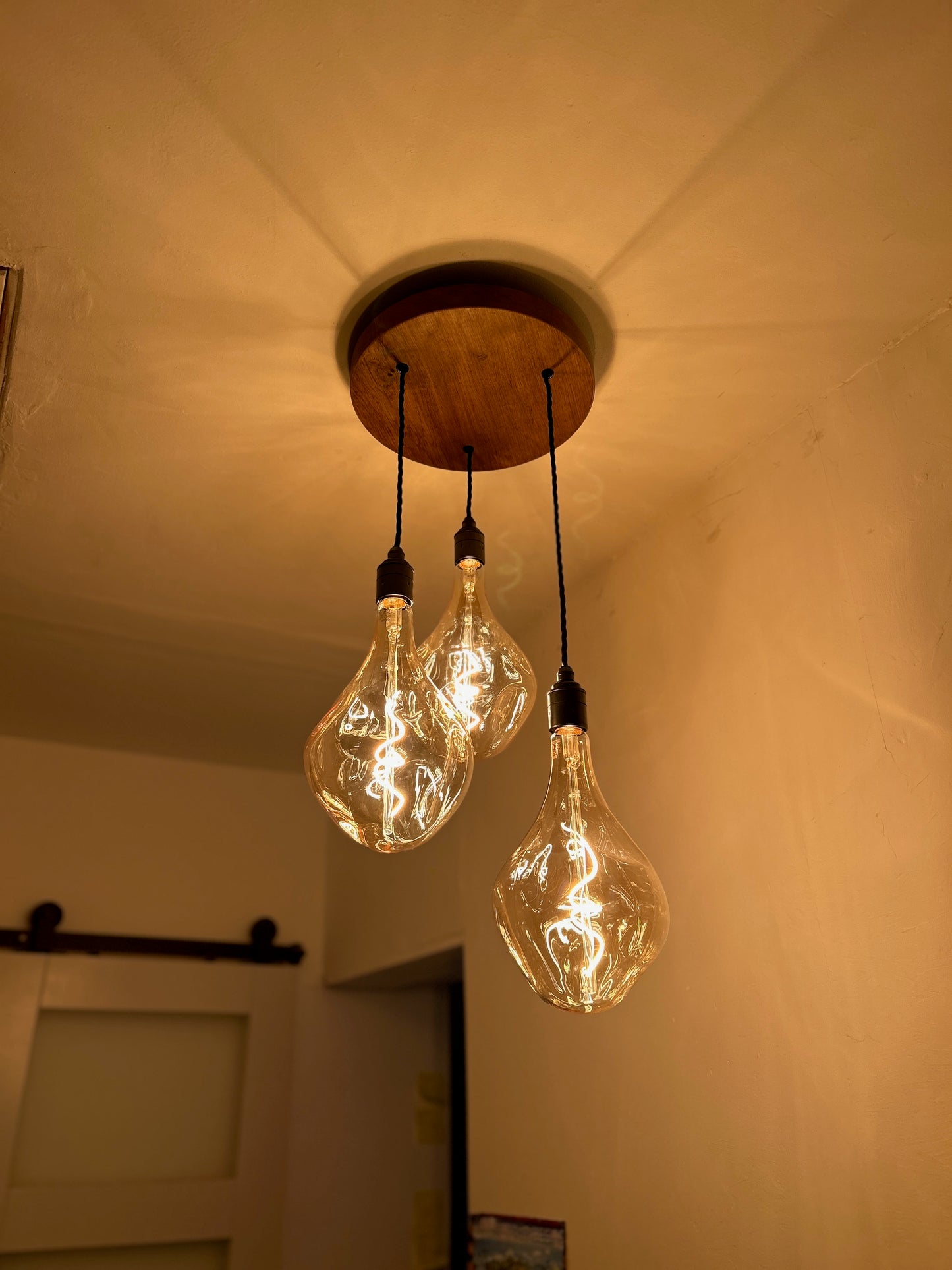 Chunky Oak Disc Pendant Light | Kitchen Island, Stairwell & Hallway Lighting