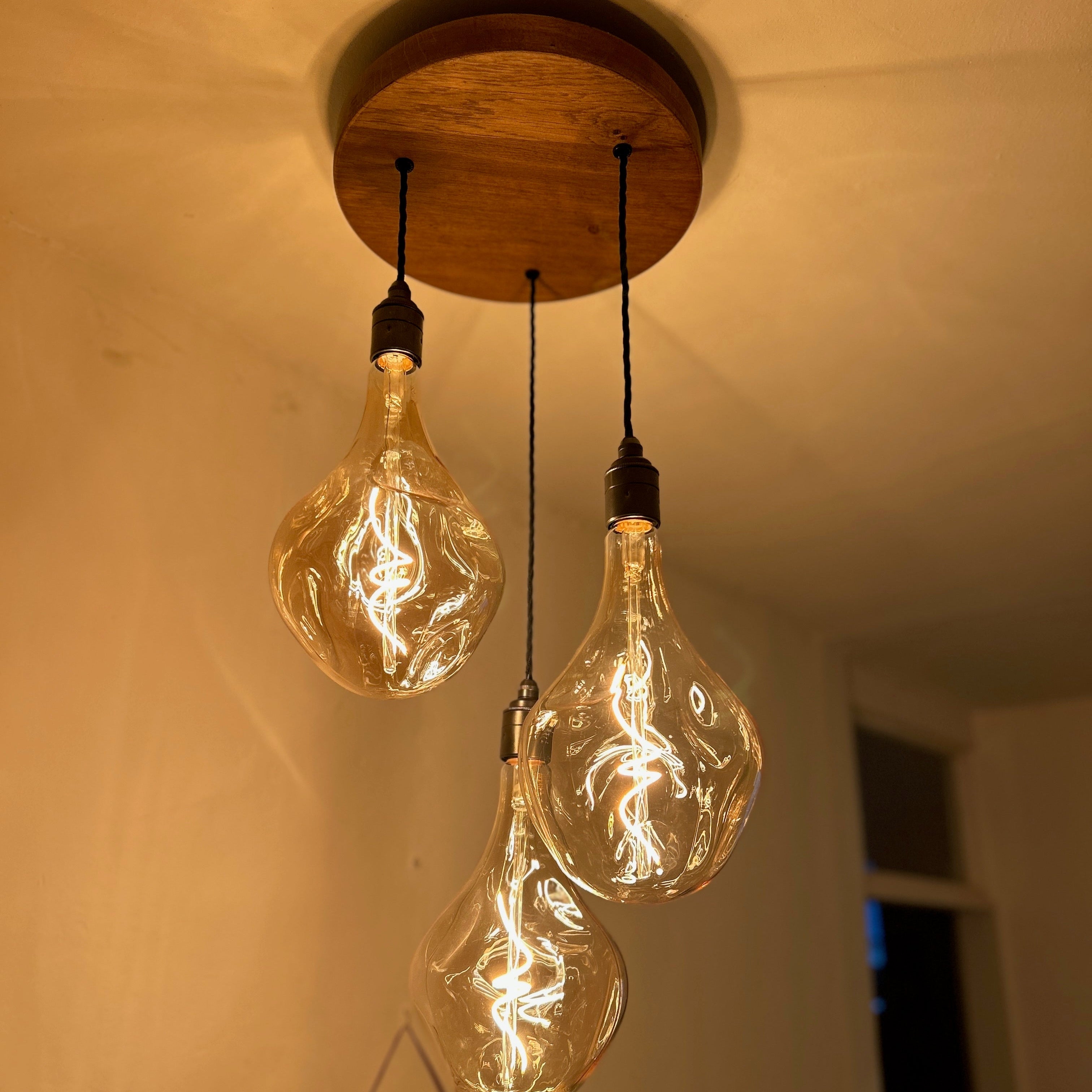 Chunky Oak Disc Pendant Light | Kitchen Island, Stairwell & Hallway Li ...