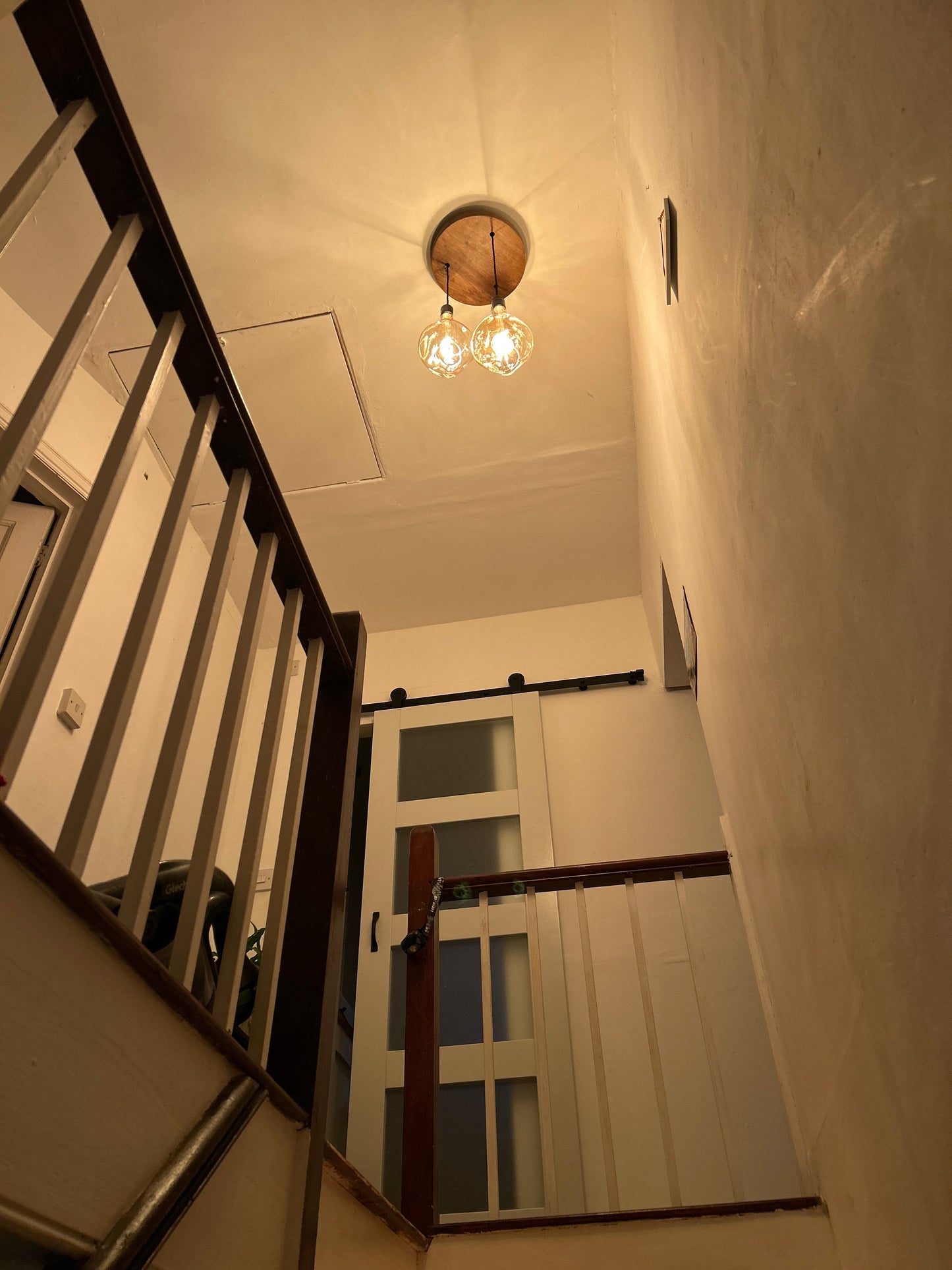 Chunky Oak Disc Pendant Light | Kitchen Island, Stairwell & Hallway Lighting