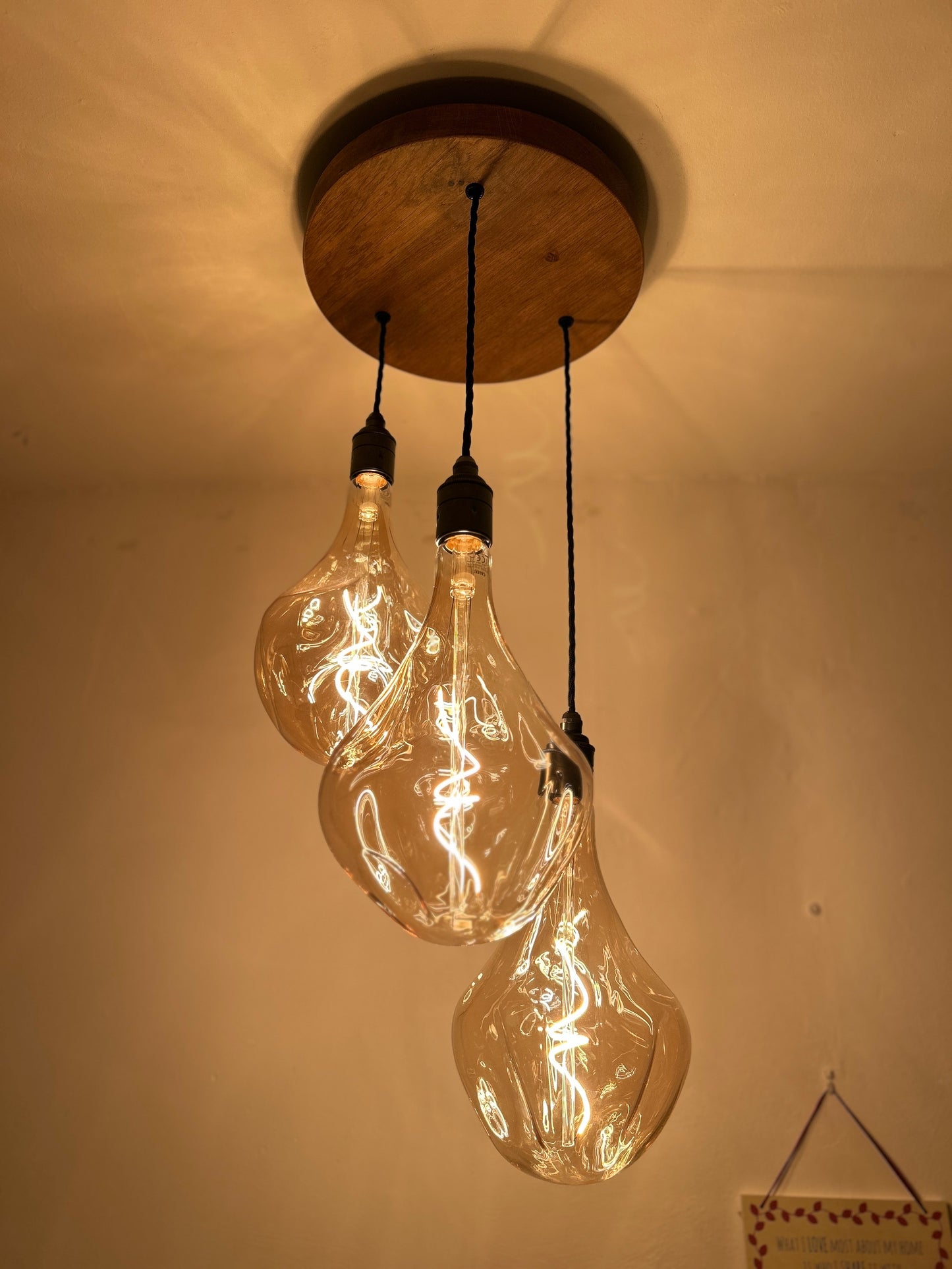 Chunky Oak Disc Pendant Light | Kitchen Island, Stairwell & Hallway Lighting