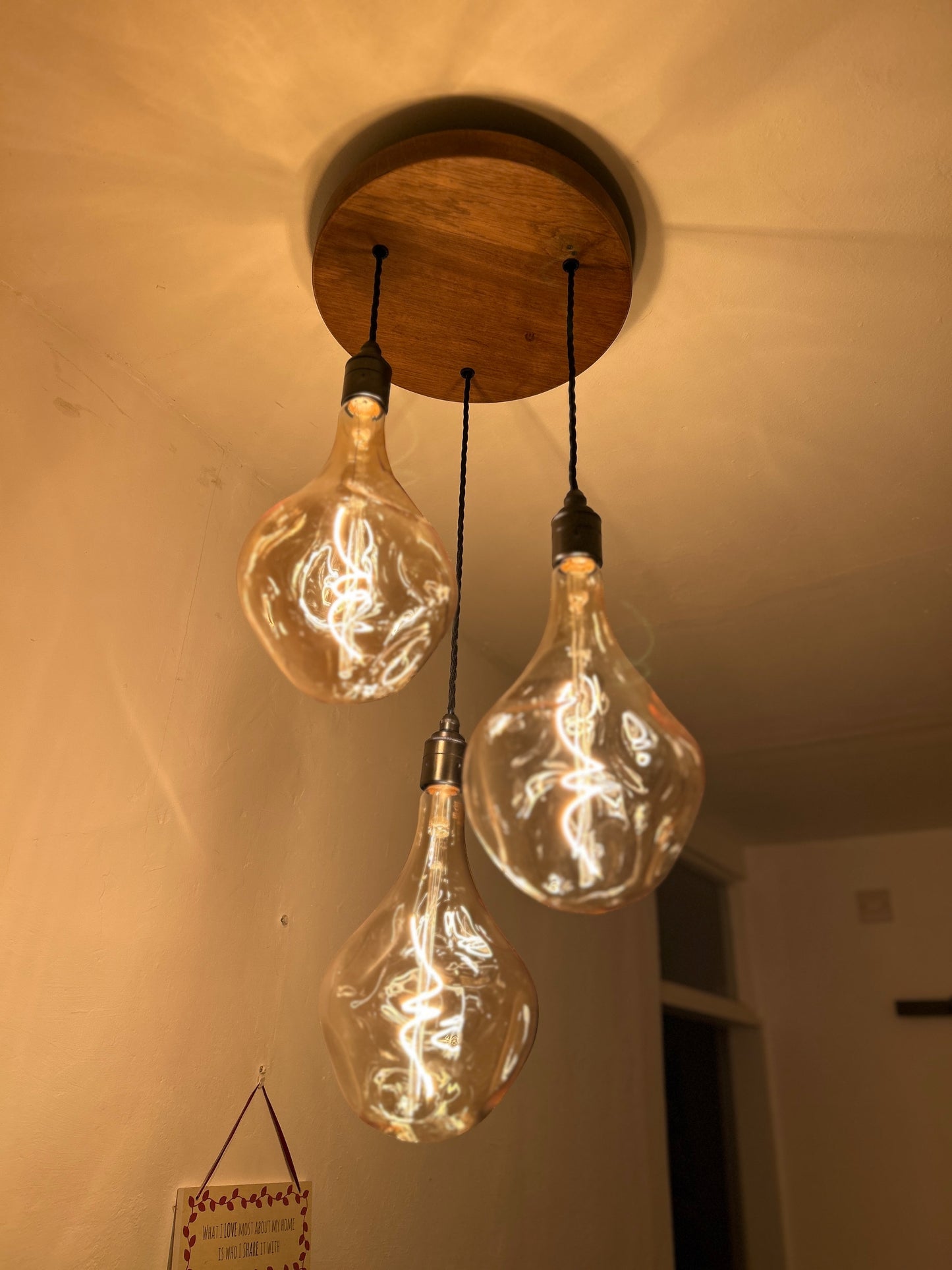 Chunky Oak Disc Pendant Light | Kitchen Island, Stairwell & Hallway Lighting