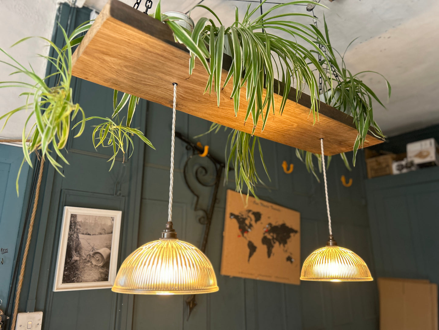 Reclaimed Oak Linear Chandelier | Kitchen Island & Dining Table Light