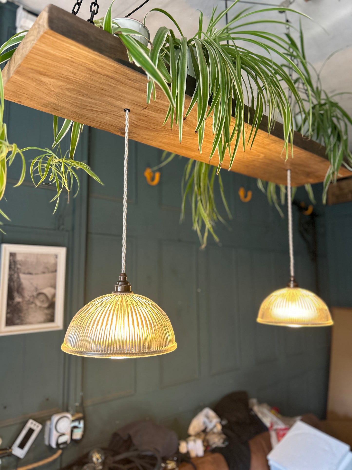 Reclaimed Oak Linear Chandelier | Kitchen Island & Dining Table Light