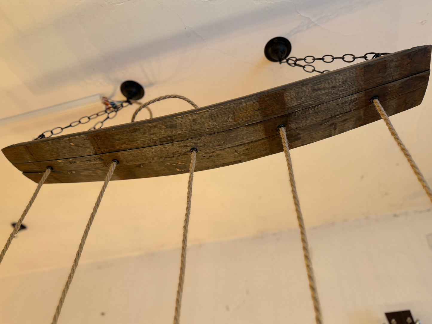 Curvy Oak Stave Chandelier Ready to Ship