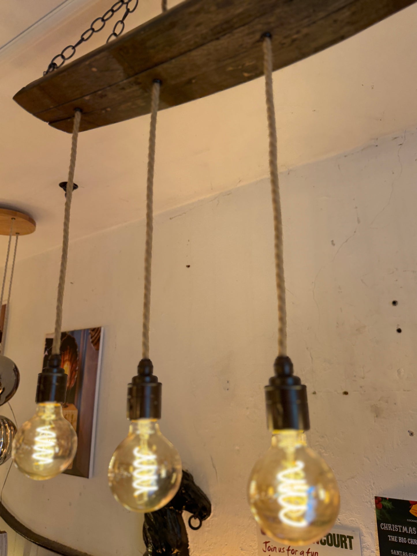 Curvy Oak Stave Chandelier Ready to Ship