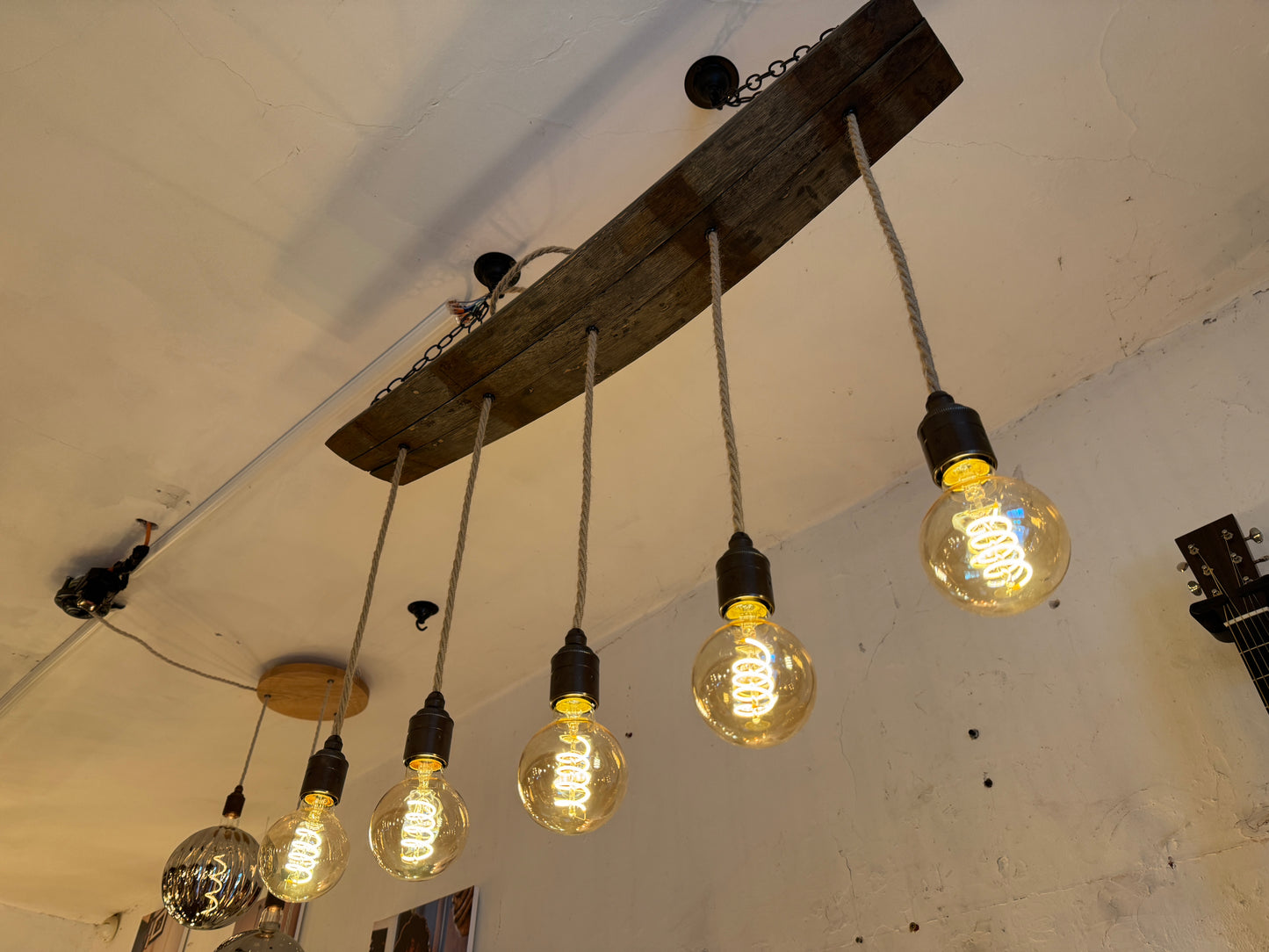 Curvy Oak Stave Chandelier Ready to Ship