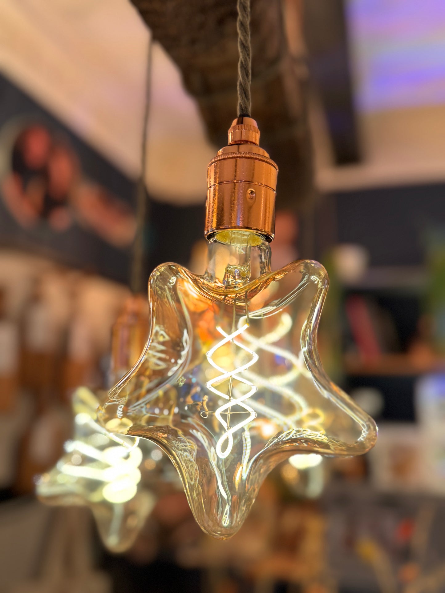 Rustic Oak Beam Chandelier with Wrapped Cables, Sage green and Copper