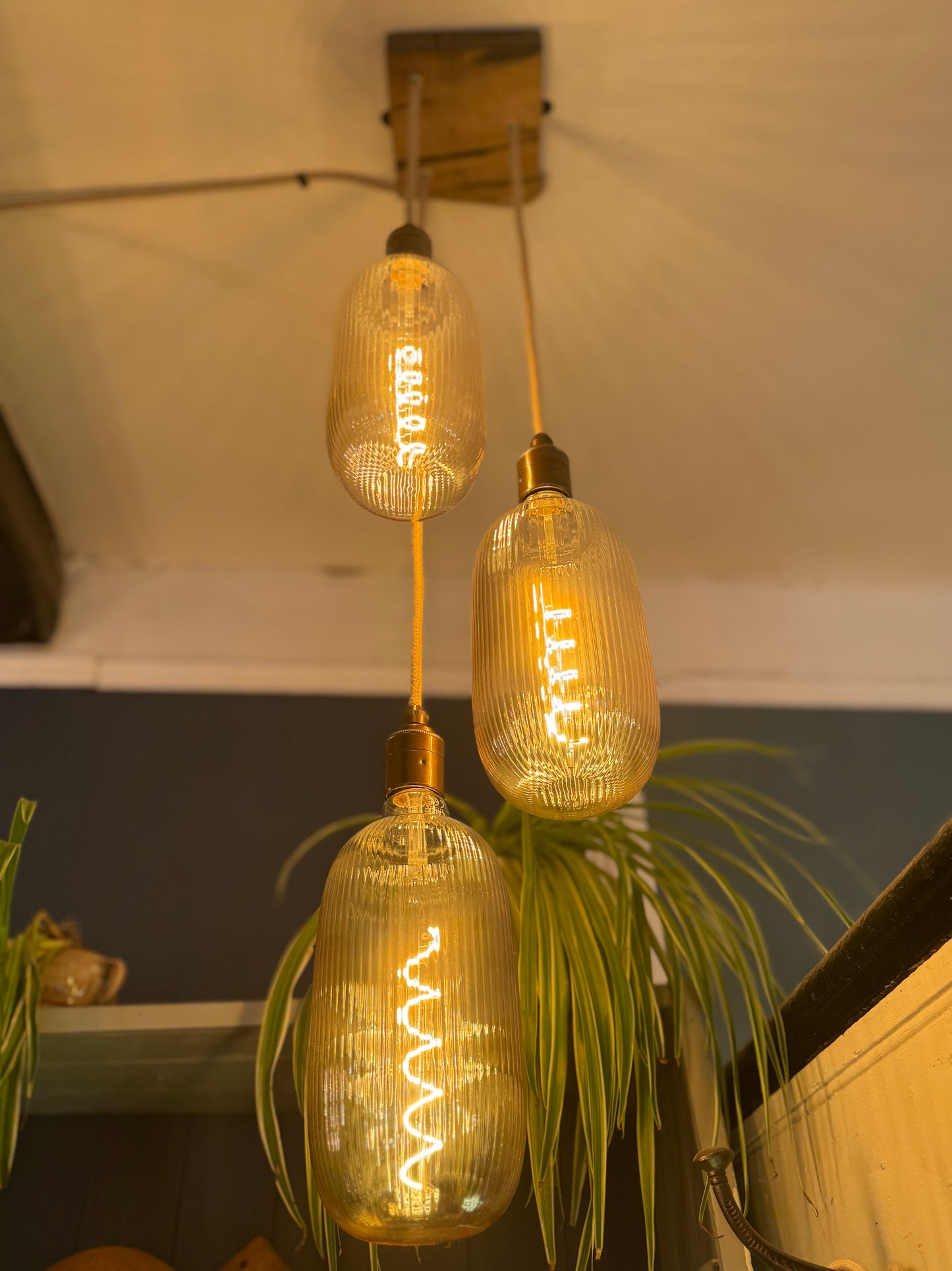 Chunky Oak Square Pendant Light | 3 Drop Kitchen Island Lighting
