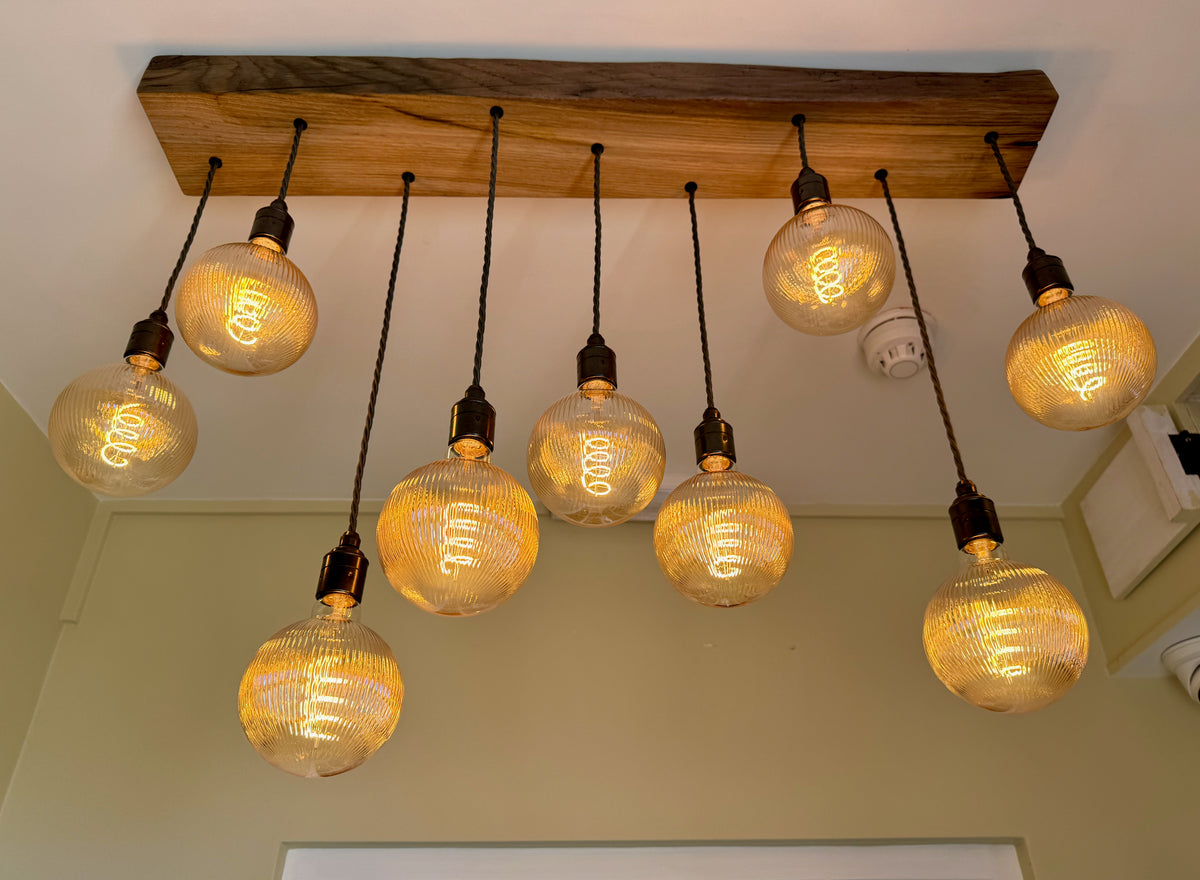 Plymouth Oak 9 Bulb Flush Mount Chandelier