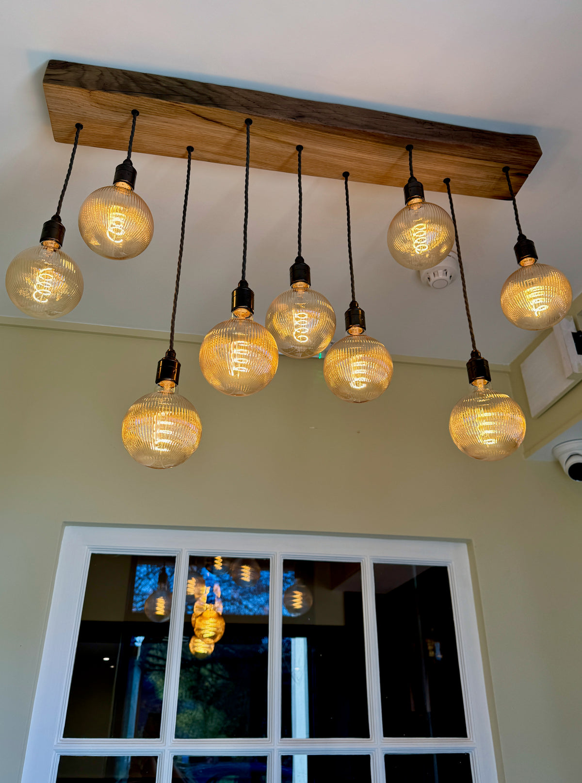 Plymouth Oak 9 Bulb Flush Mount Chandelier