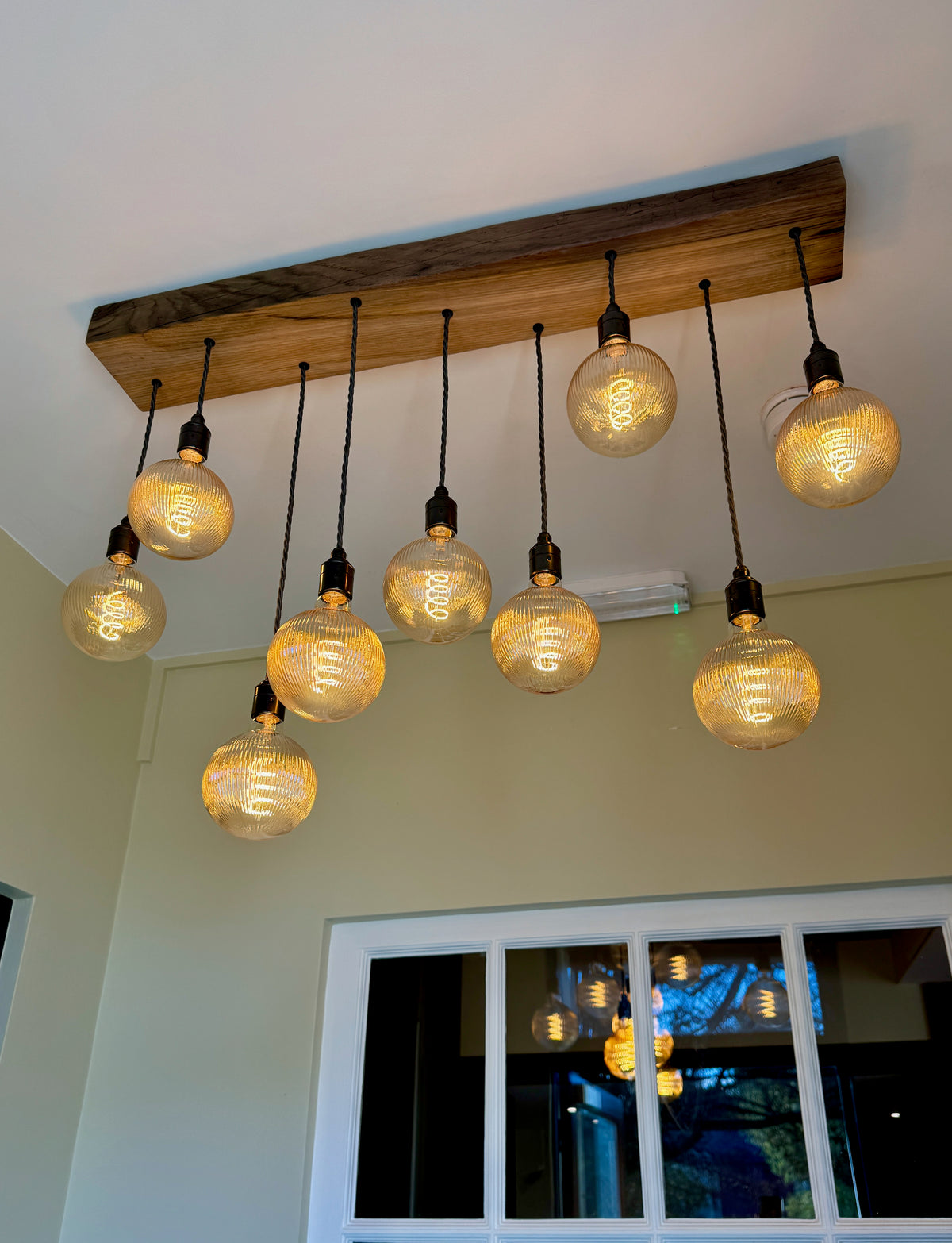 Plymouth Oak 9 Bulb Flush Mount Chandelier