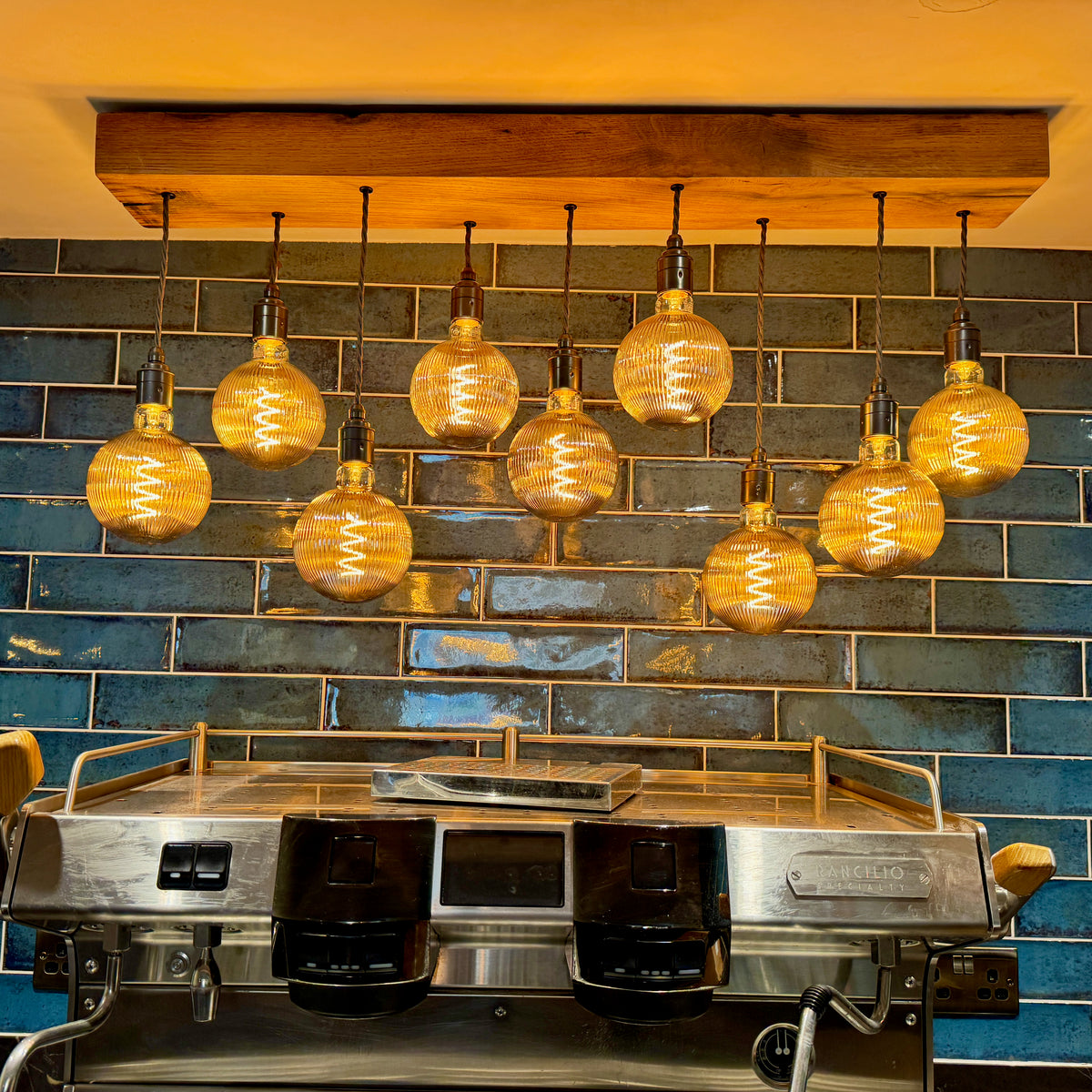 Plymouth Oak 9 Bulb Flush Mount Chandelier