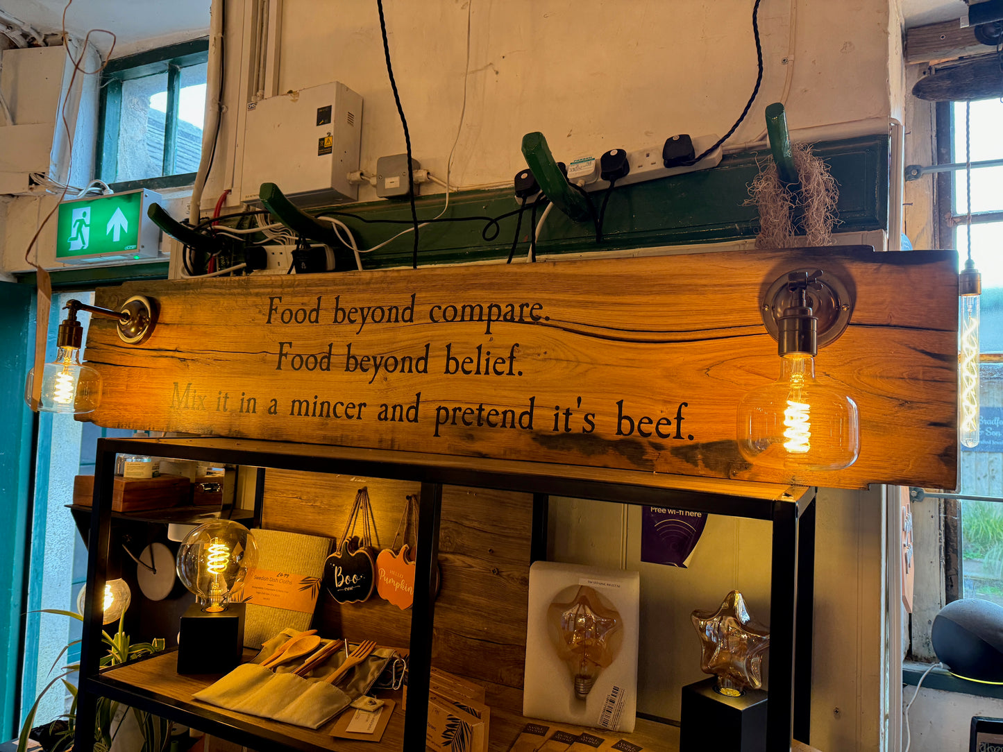 Bespoke Reclaimed Oak Wall Light with Personalised Artwork