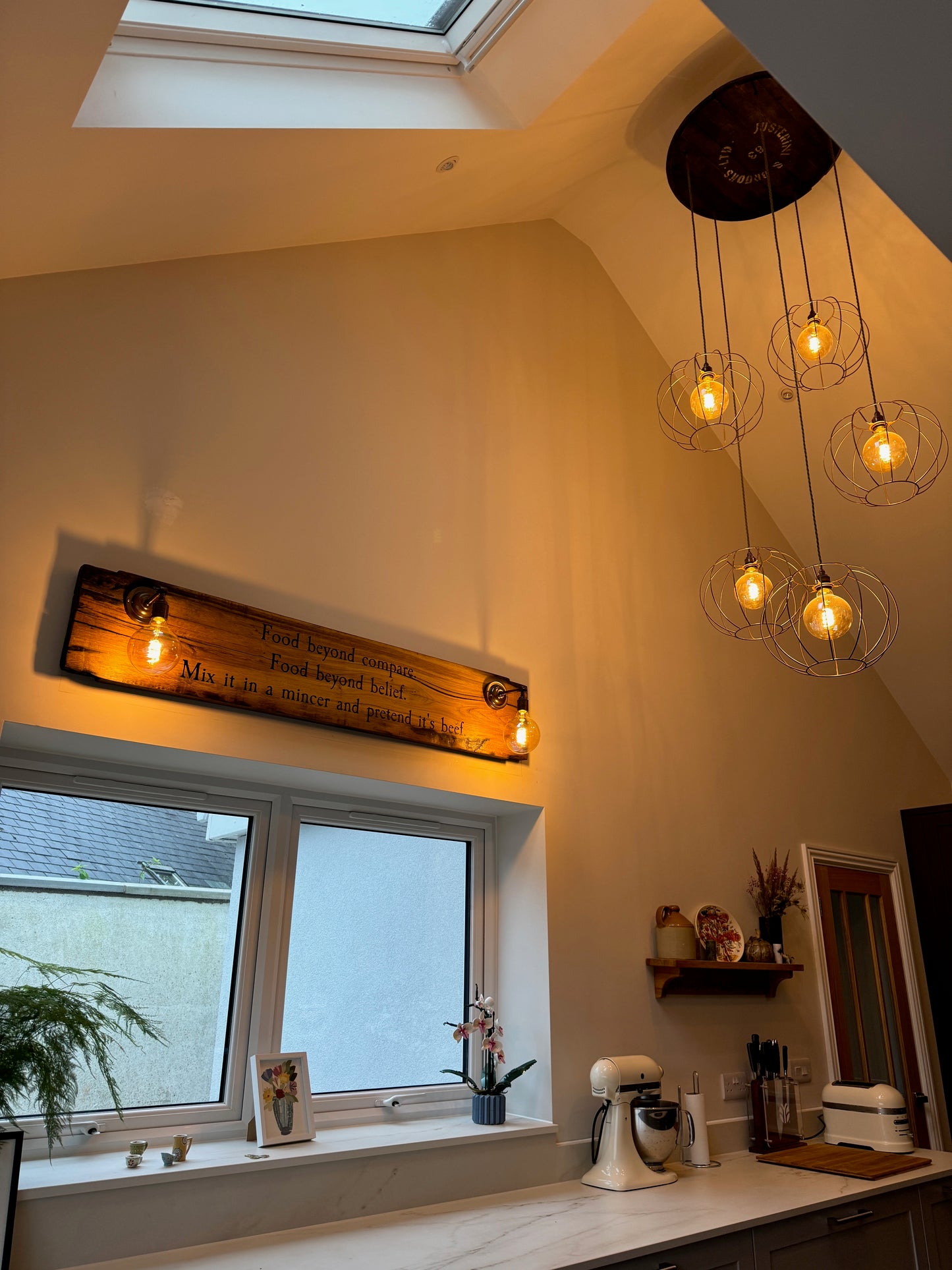 Bespoke Reclaimed Oak Wall Light with Personalised Artwork