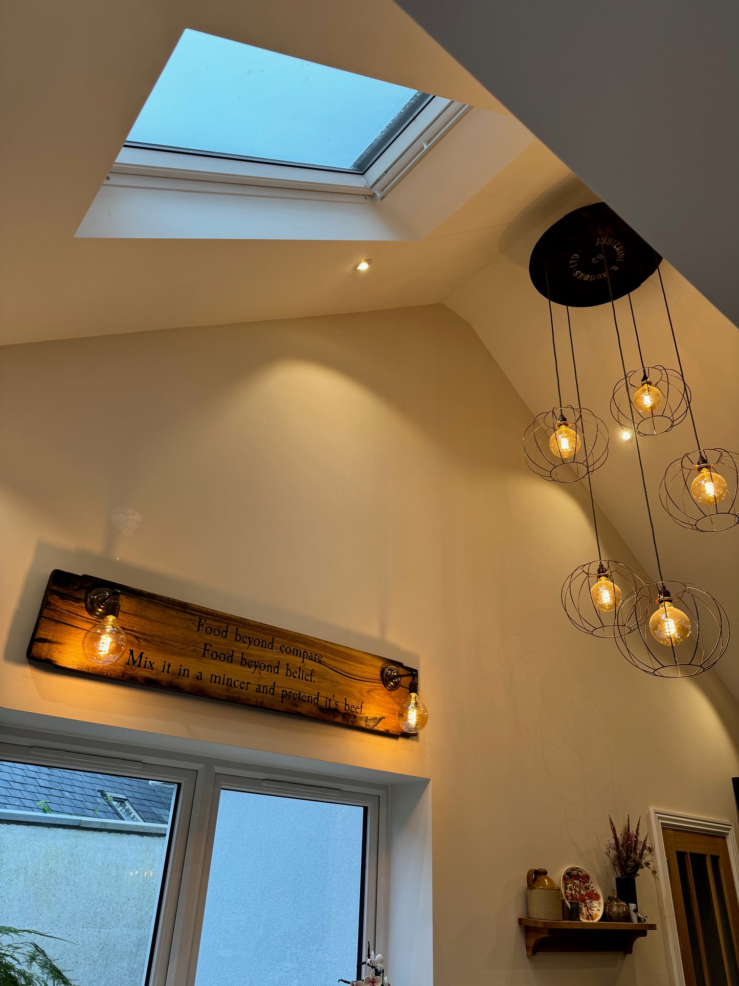 Bespoke Reclaimed Oak Wall Light with Personalised Artwork
