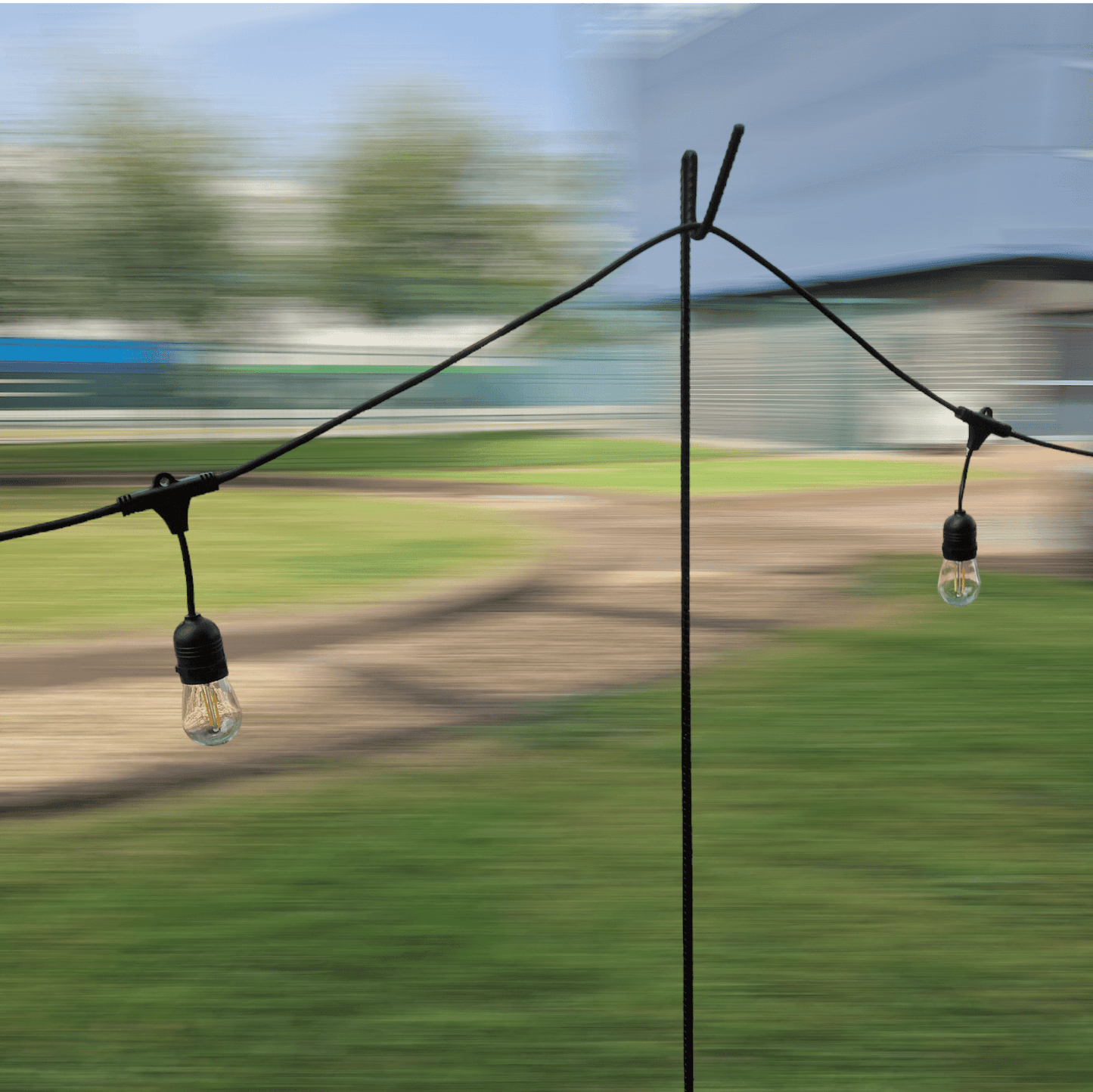 1.24m / 124cm Black Solid Metal Festoon Pole / Shepherds Hook