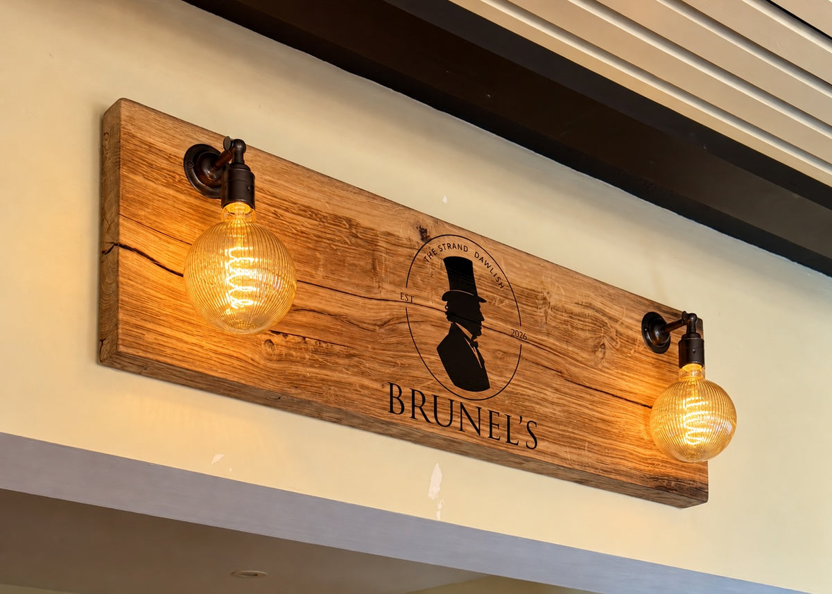 Bespoke Reclaimed Oak Wall Light with Personalised Artwork